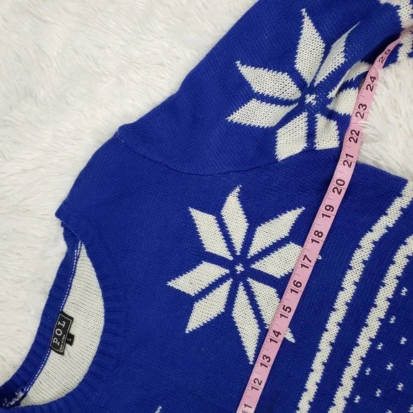 POL blue winter holiday sweater size large - Picture 10 of 12